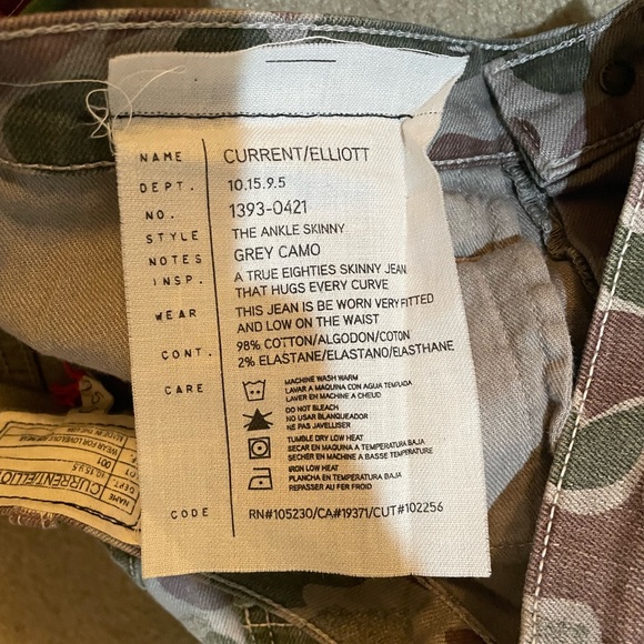 Current/Elliott The Ankle Skinny Y2K Low Rise Camouflage Jeans - Picture 5 of 5